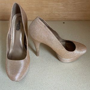 Charlotte Russe Glitter Gold Platform Heels